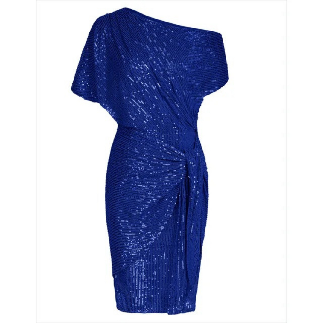 Dames Midi Feestjurk met Paillettenpatroon - Lexi