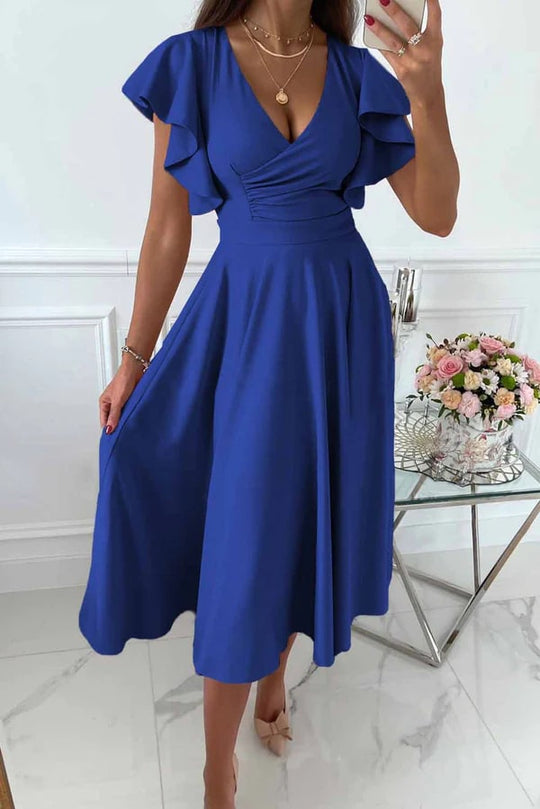Dames Midi Gala Jurk met Vlindermouwen - Angel