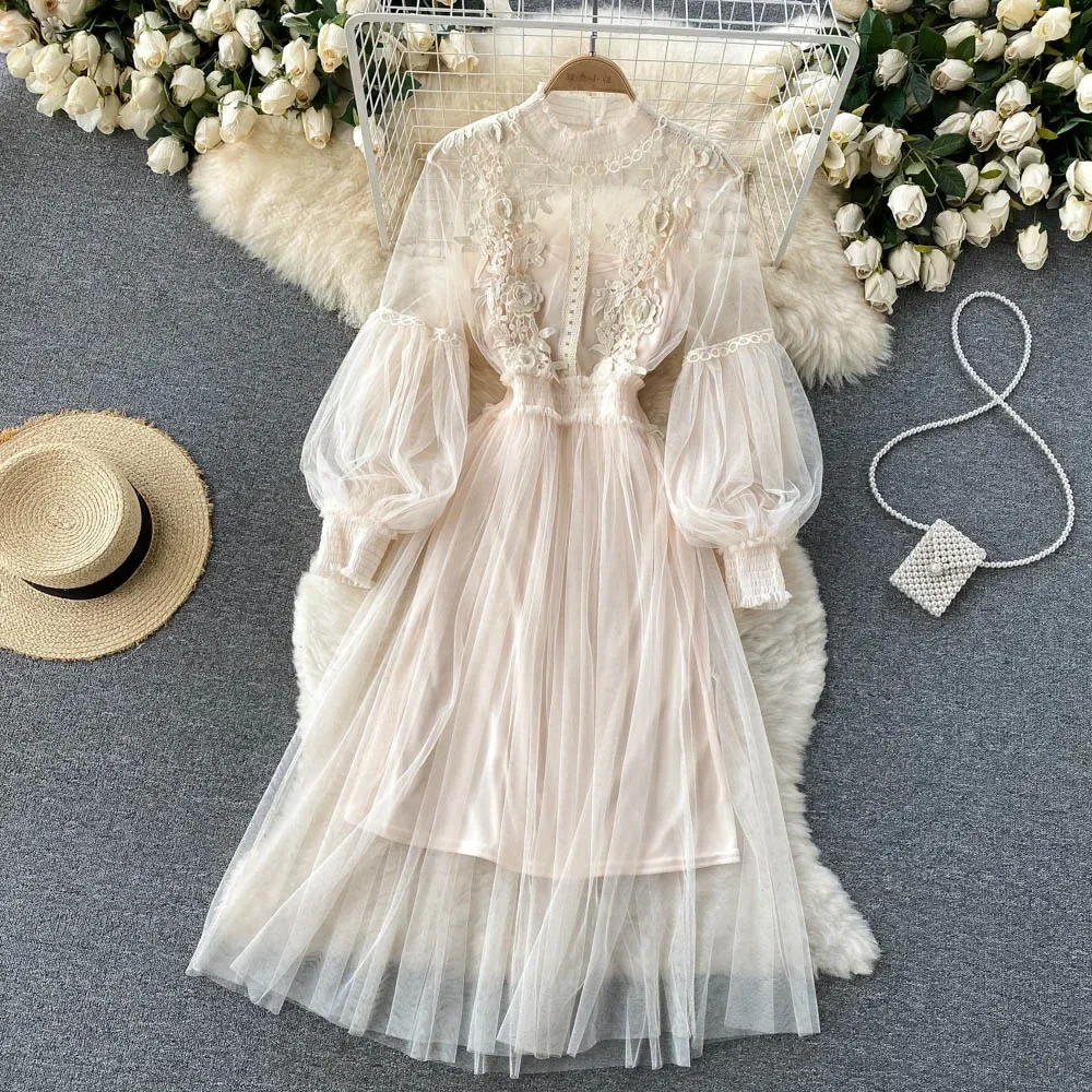 Dames Midi zomerjurk met bloemen en kant - Flora