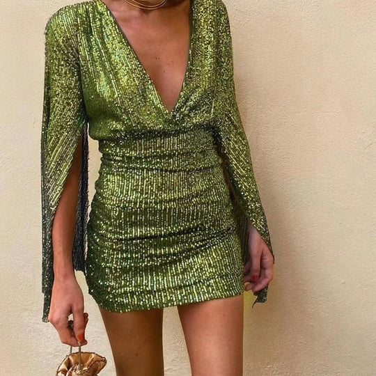 Dames Mini Cocktailjurk met Glitter - Norabel