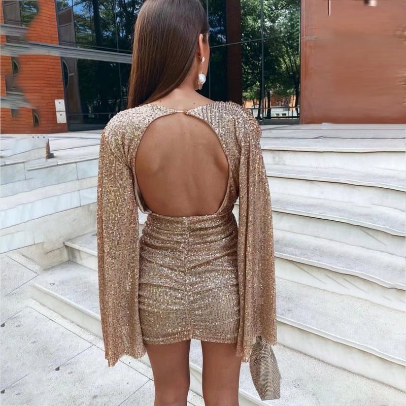 Dames Mini Cocktailjurk met Glitter - Norabel