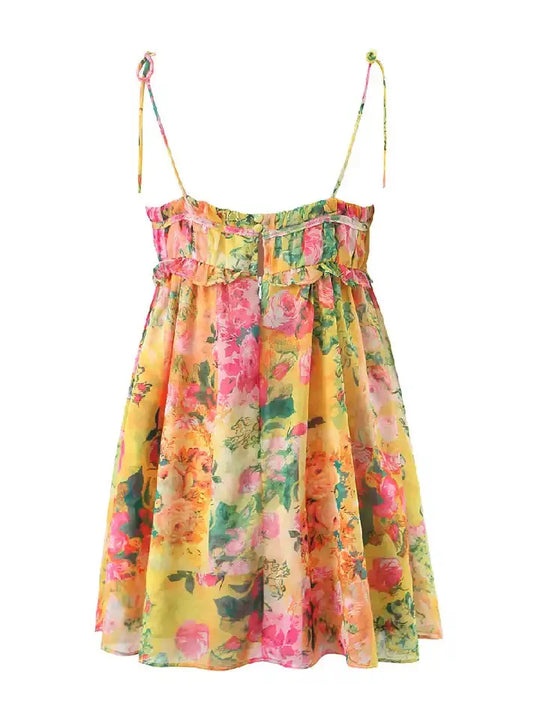Dames Mini Zomerjurk met Bloemmotief - Chinky