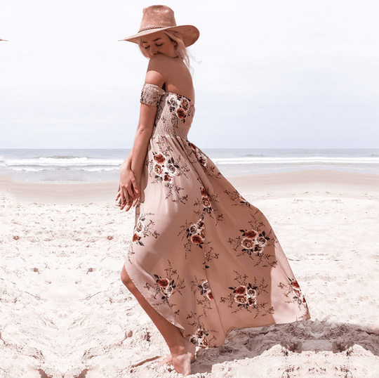 Dames Off Shoulder Maxi Zomerjurk - Divine