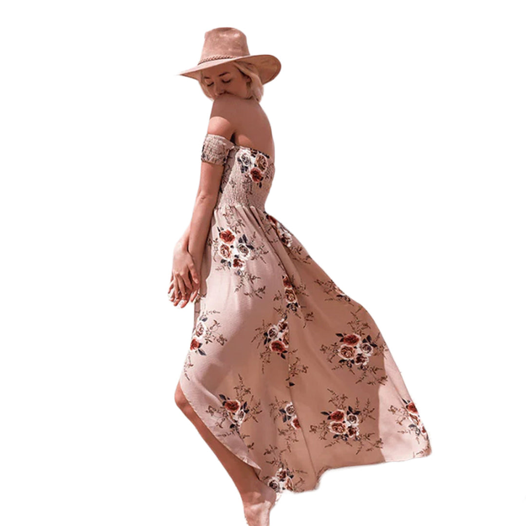 Dames Off Shoulder Maxi Zomerjurk - Divine