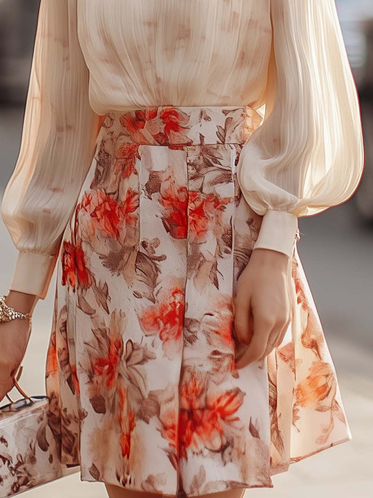 Dames Plooirok met Sheer Blouse Set - Allanis