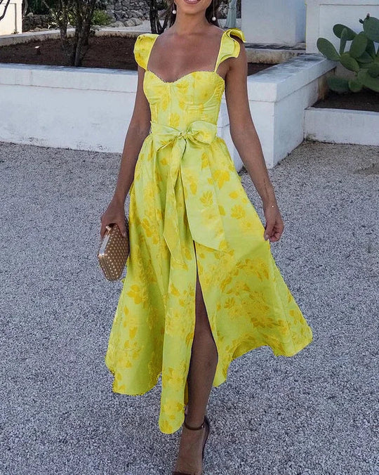 Dames Ruffle Midi Zomerjurk - Alysia