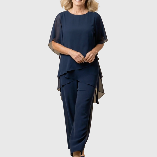 Dames Set | Asymmetrische Drapering & Slank Silhouet