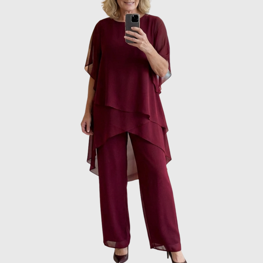 Dames Set | Asymmetrische Drapering & Slank Silhouet