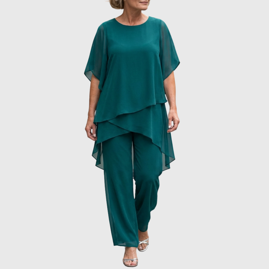 Dames Set | Asymmetrische Drapering & Slank Silhouet