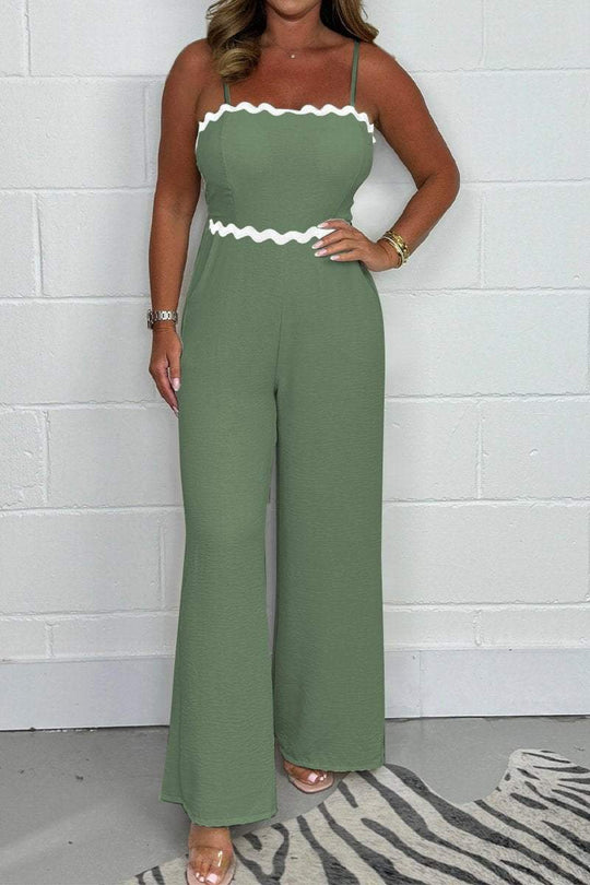 Dames Spaghetti bandjes met wijde pijpen jumpsuit- Lorina
