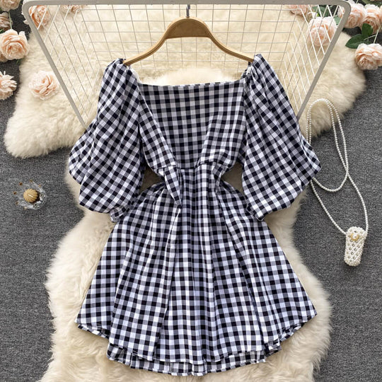 Dames Vierkante Mini Zomerjurk - Annabel
