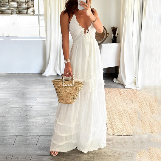 Dames elegante uitgesneden details maxi zomerjurk - Haley