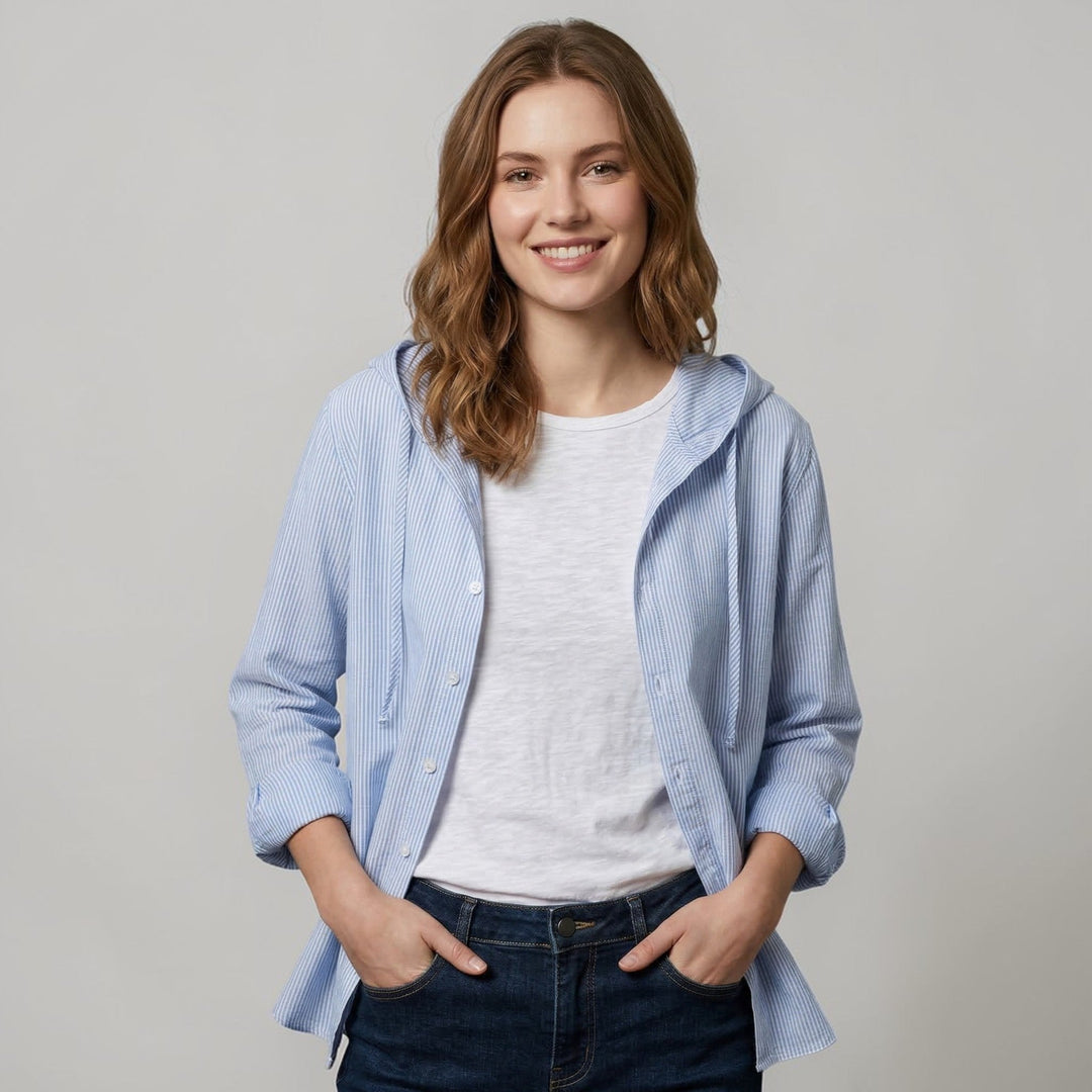 Dames Capuchon Blouse Met Knopen 0