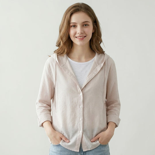 Dames Capuchon Blouse Met Knopen 1