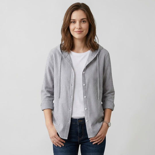 Dames Capuchon Blouse Met Knopen 4