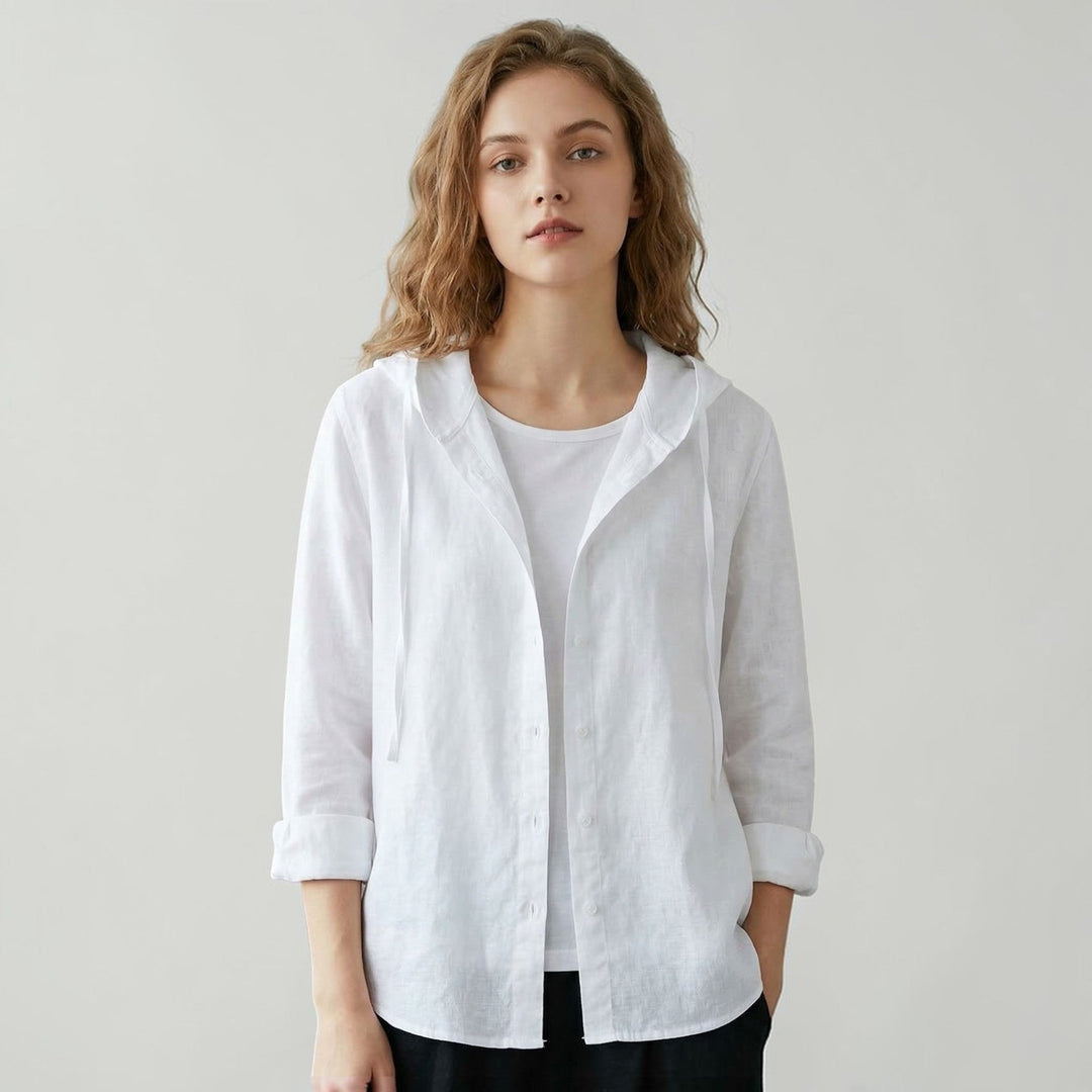 Dames Capuchon Blouse Met Knopen 5