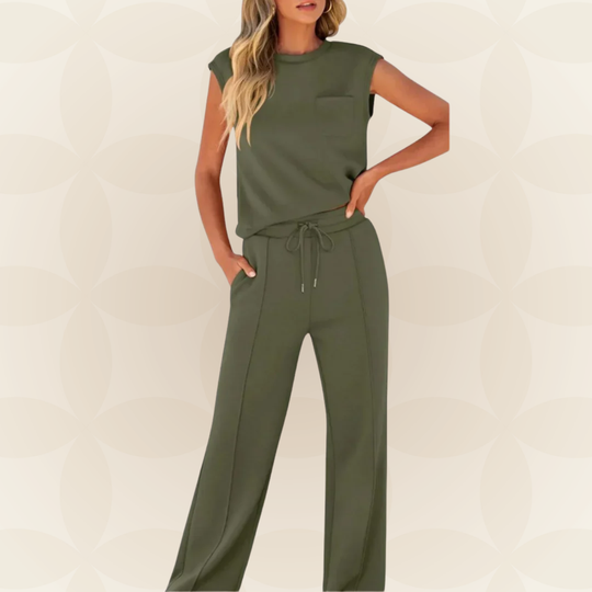 Dames Casual Set – Geschikt voor Zomer, Met Korte Mouwen en Elastische Taille 5
