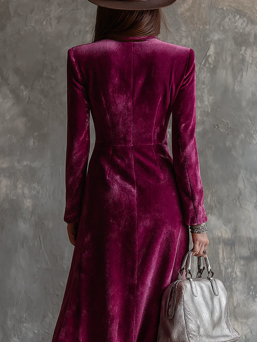 Dames Fluwelen Blazer Maxi Jurk 2