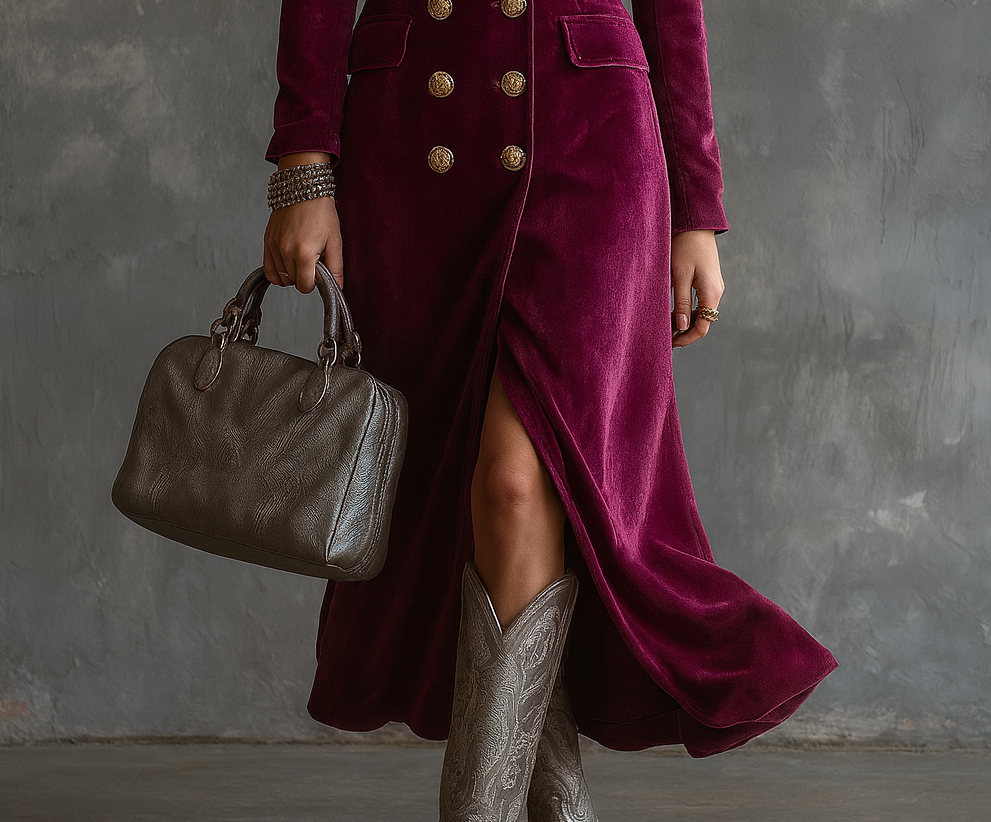Dames Fluwelen Blazer Maxi Jurk 3