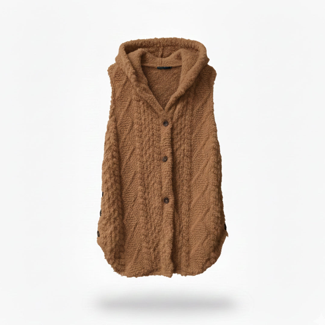 Dames Gebreid Vest met Capuchon Relaxed Fit 1