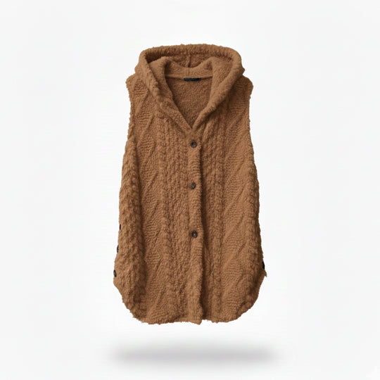 Dames Gebreid Vest met Capuchon Relaxed Fit 1