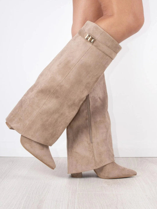 Dames Suède Boots met Gouden Details 1