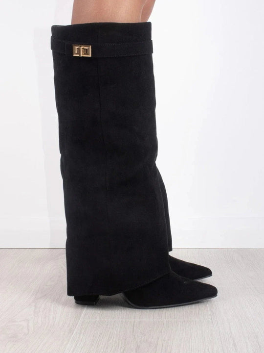 Dames Suède Boots met Gouden Details 5