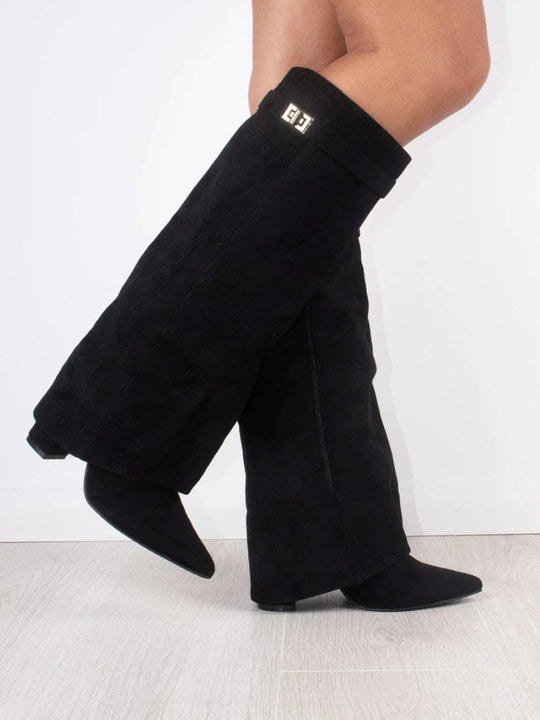 Dames Suède Boots met Gouden Details 6