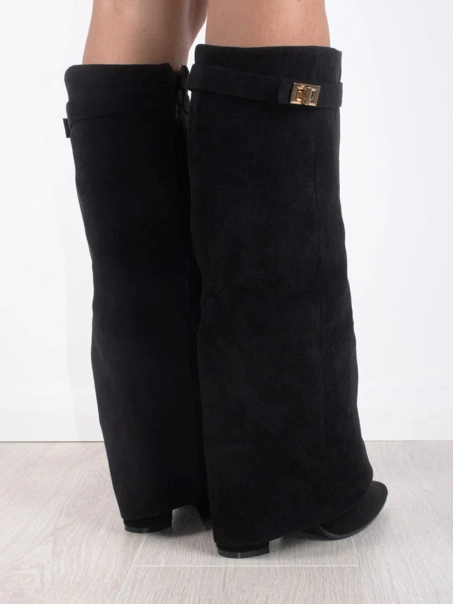 Dames Suède Boots met Gouden Details 8