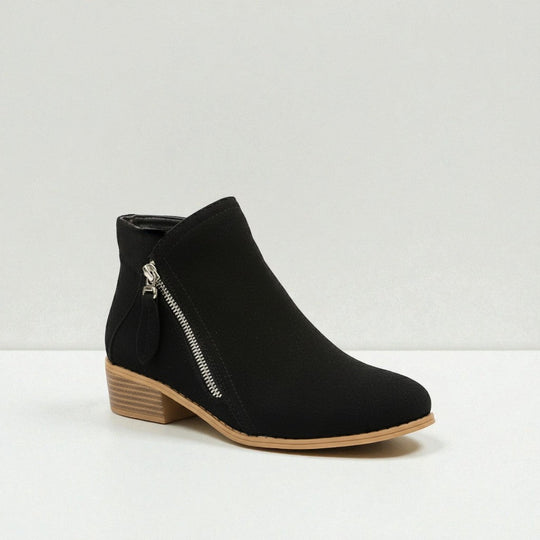 Dames Suède Enkelboots Met Ritssluiting 0