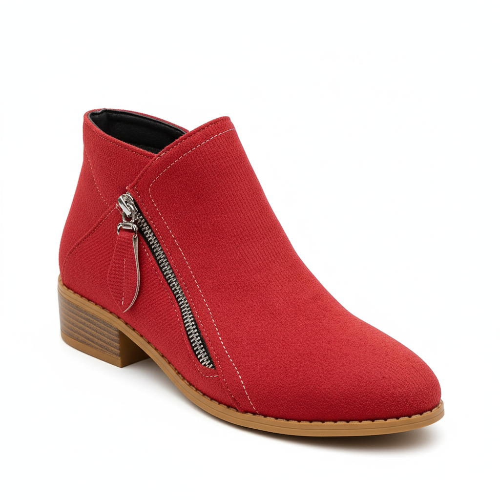 Dames Suède Enkelboots Met Ritssluiting 2