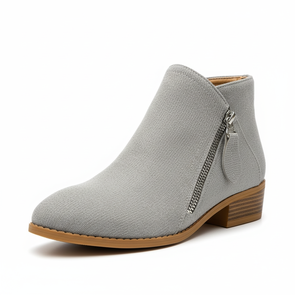 Dames Suède Enkelboots Met Ritssluiting 3