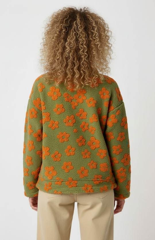 Dames Trui | Halve Rits | Bloemenmotief 2