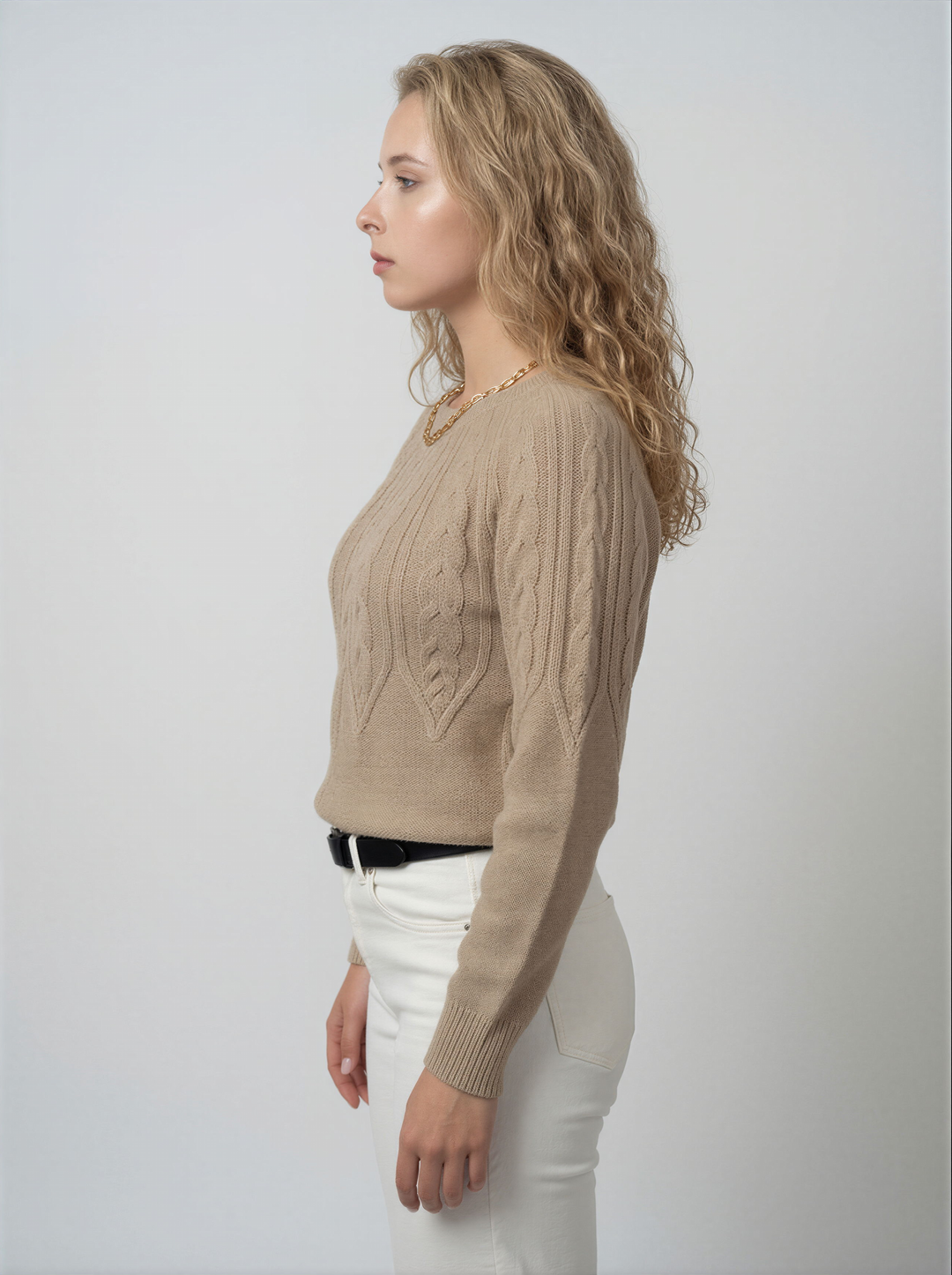 Dames Trui | Kabelstructuur | Ronde Hals | Lange Mouwen | Regular Fit 1
