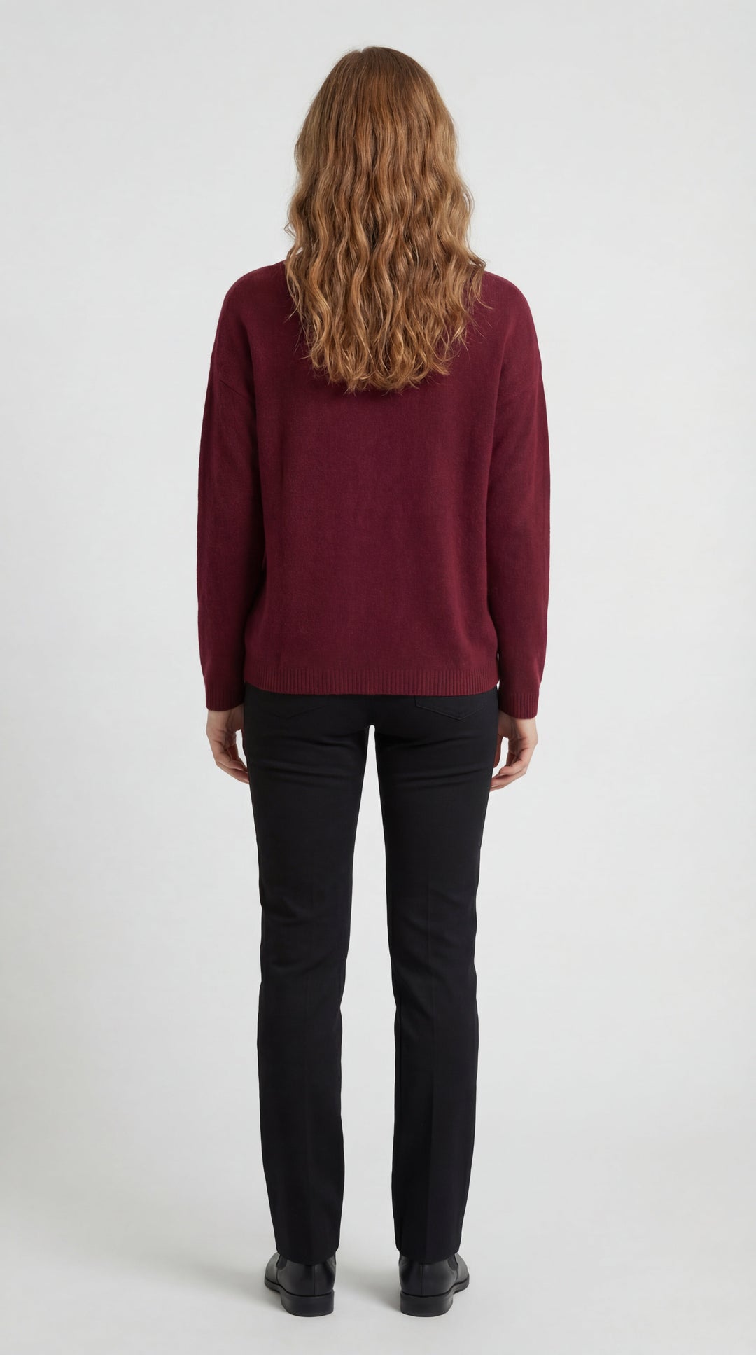 Dames Trui | Ronde Hals | Comfortabele Gebreide Pasvorm | Bordeaux Rood 2