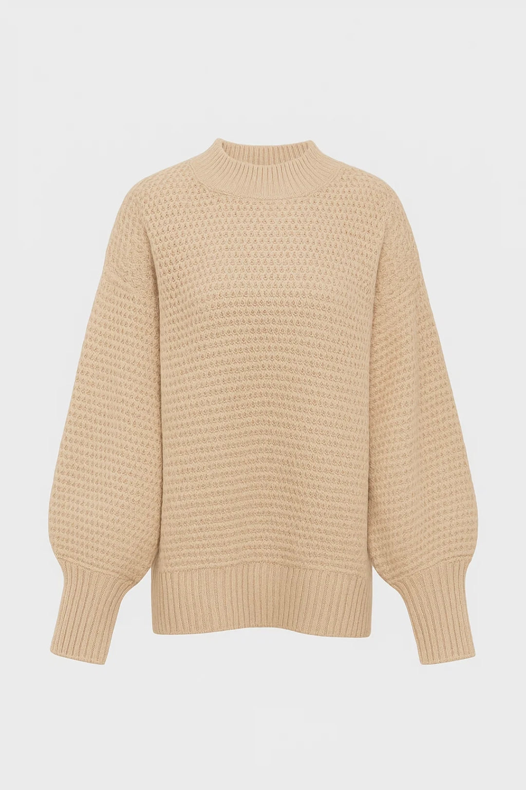 Dames Trui | Textuur Breisel | Comfortabele Pasvorm | Geribde Boorden | Beige 0