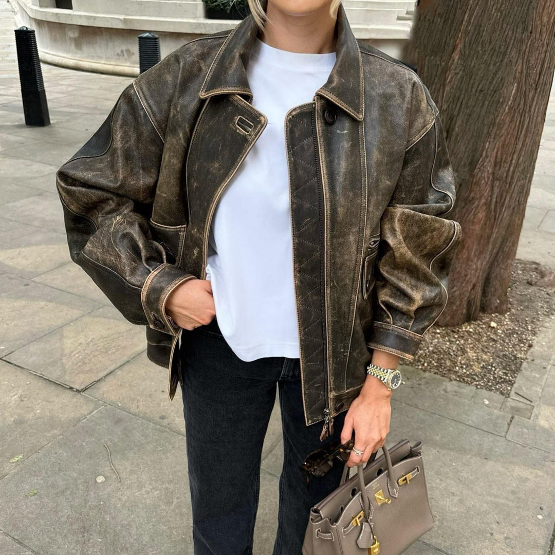 Dames Vintage Leren Jas in Retro-Stijl – Kayna 3