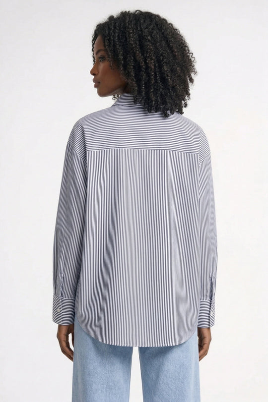 Damesblouse | Gestreept met Strik & Lange Mouwen