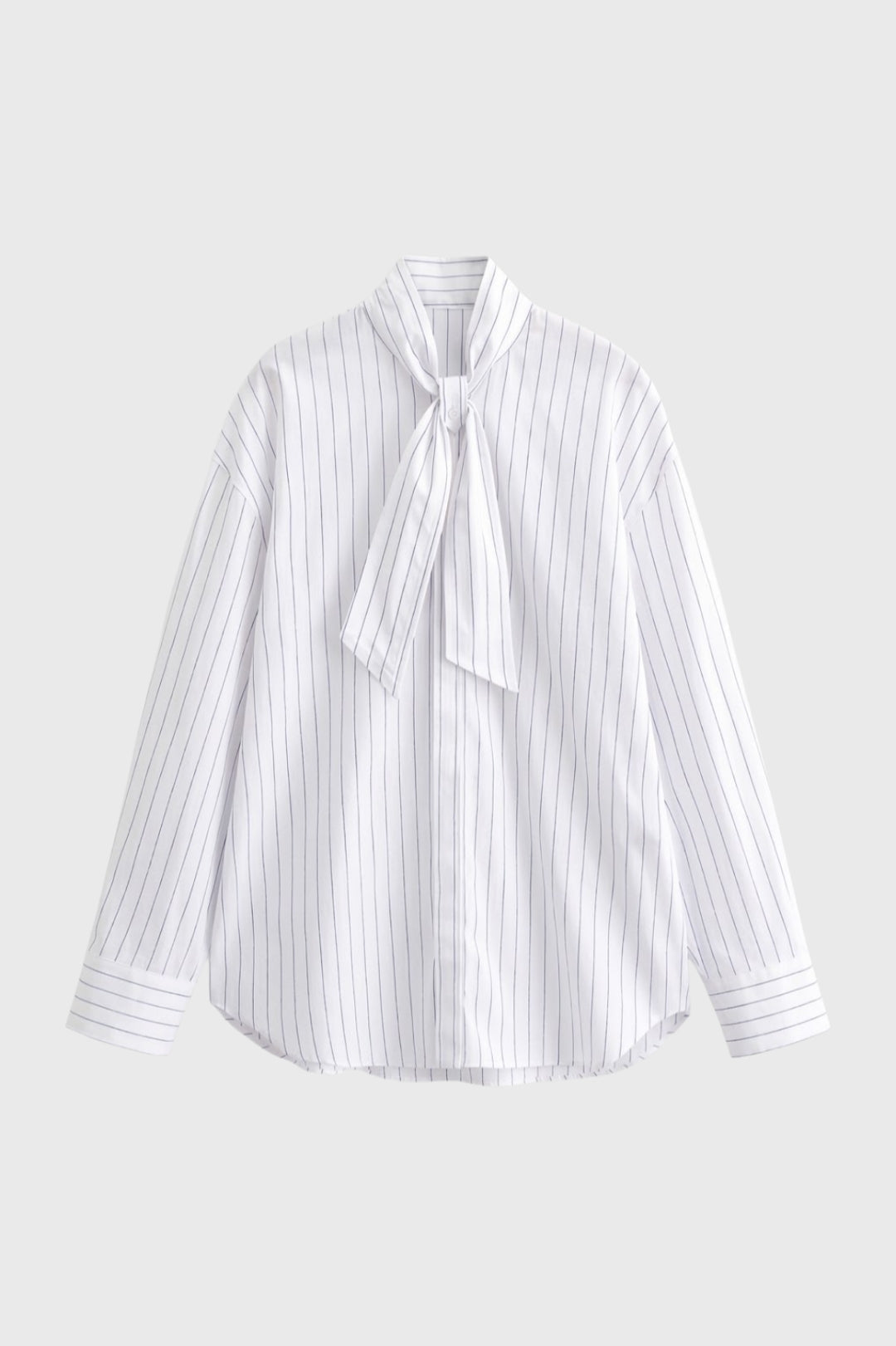 Damesblouse | Gestreept met Strik & Lange Mouwen