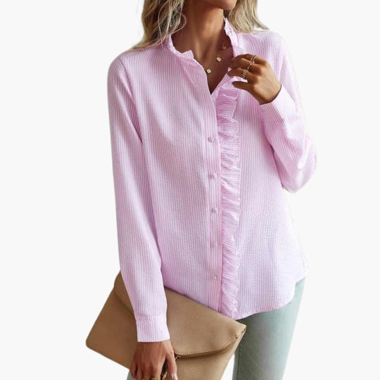 Damesblouse | Ruche Detail & Vrouwelijk Elegant Design