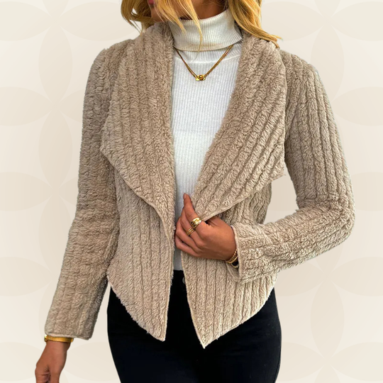 Danisha – Beige vest met ribstructuur 1