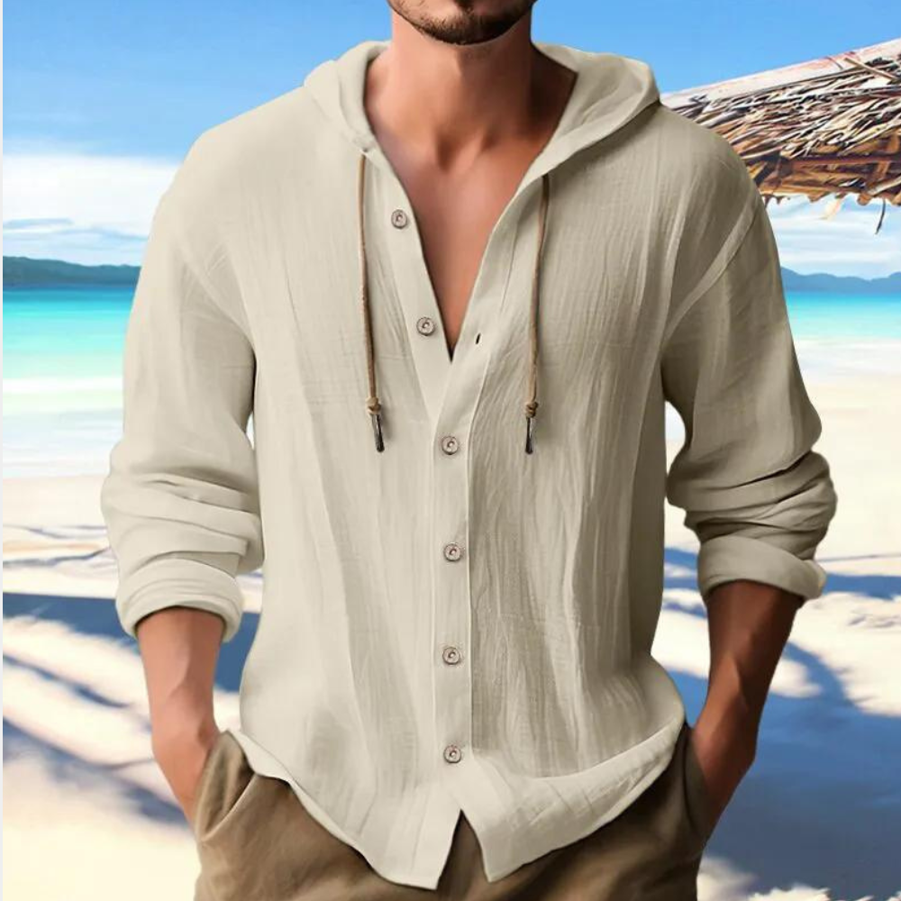 Danut - Modern casual herenshirt met trendy accent met capuchon