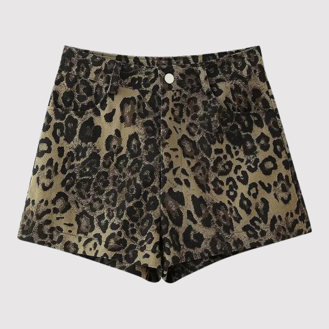 Dehnbare Leopardenprint-Shorts Damen - Frances 1