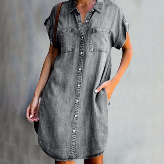 Denim Blousejurk | Doorknoop Design & Comfortabele Pasvorm