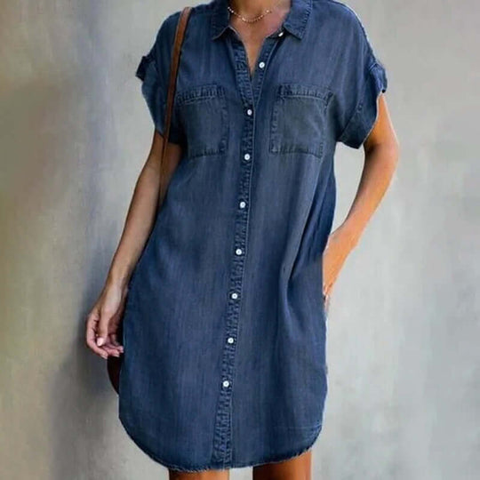 Denim Blousejurk | Doorknoop Design & Comfortabele Pasvorm