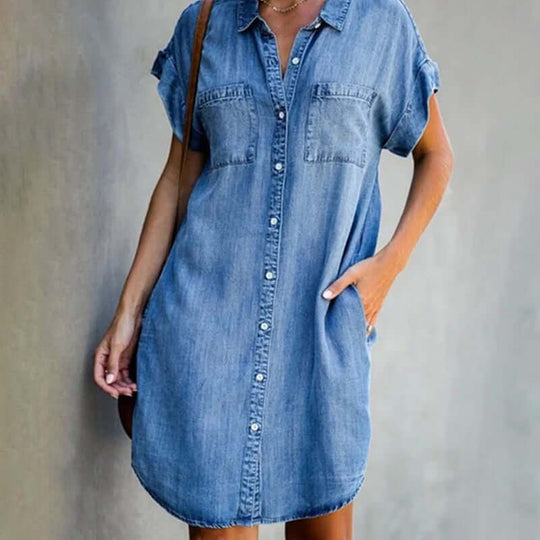 Denim Blousejurk | Doorknoop Design & Comfortabele Pasvorm