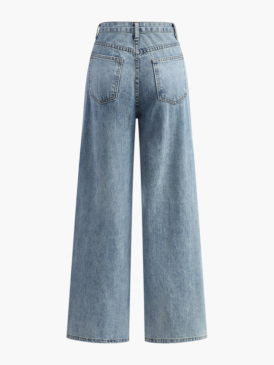 Denim Broek Dames | Asymmetrische Taille & Flatterende Wide-Leg Look