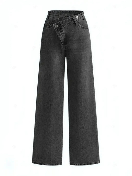 Denim Broek Dames | Asymmetrische Taille & Flatterende Wide-Leg Look