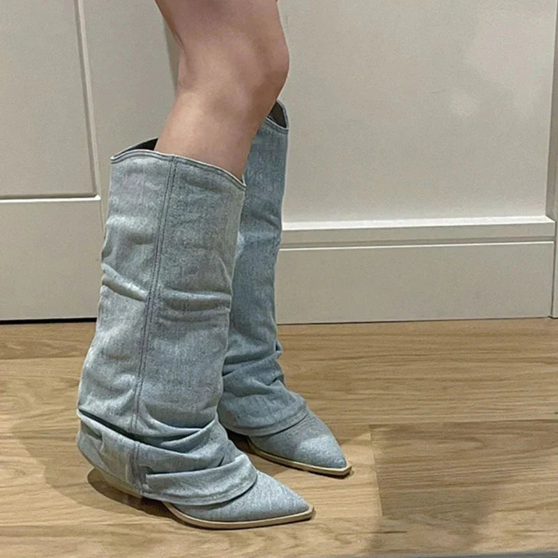 Denim Knielaars Dames | Warm & Waterdicht met Antislip Grip
