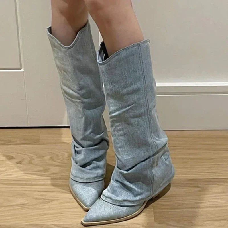 Denim Knielaars Dames | Warm & Waterdicht met Antislip Grip